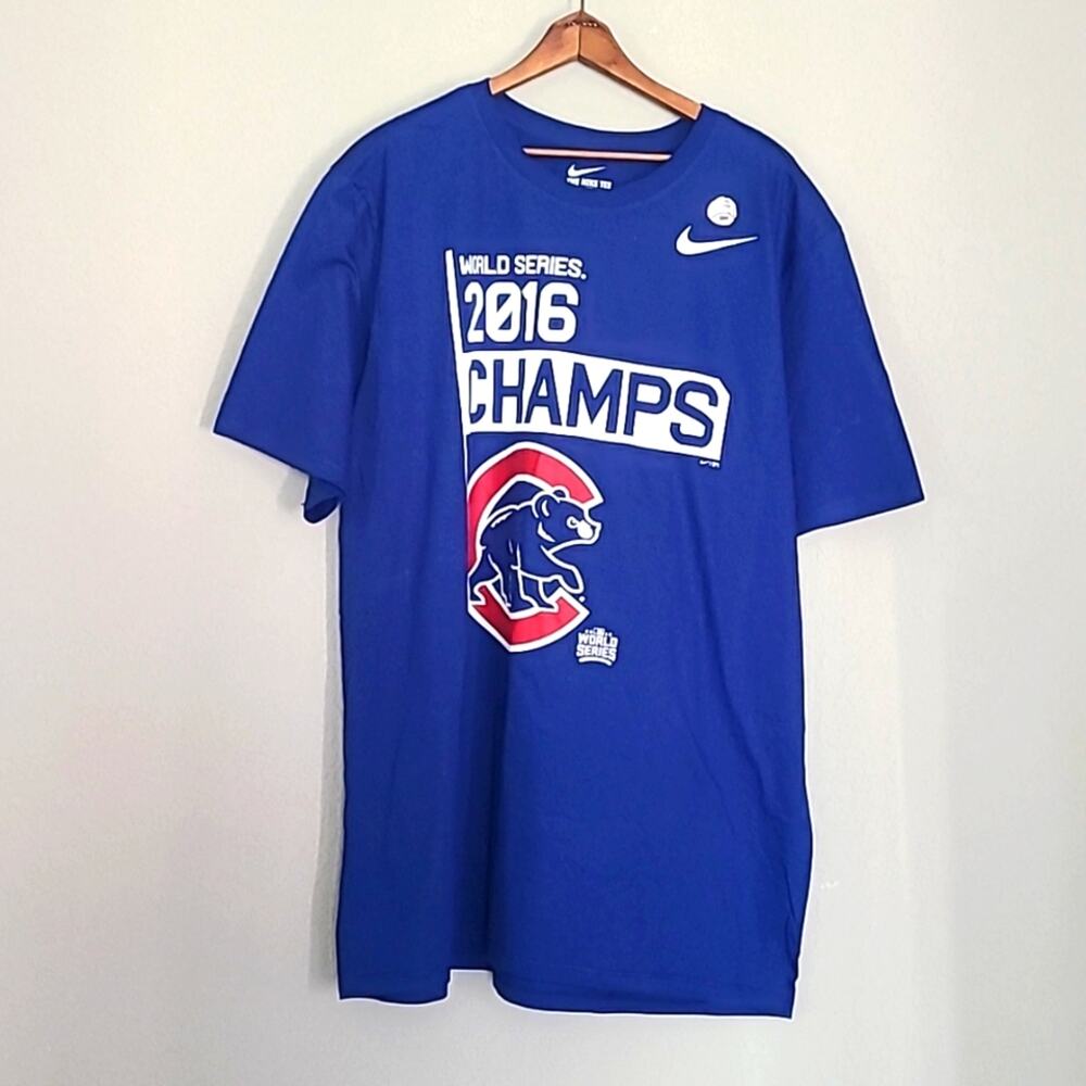 NIKE CUBS World series champs 2016 Blue Men's Tshirt XXL NWOT